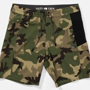 Salty Crew Olive & Tan Camo Shorts